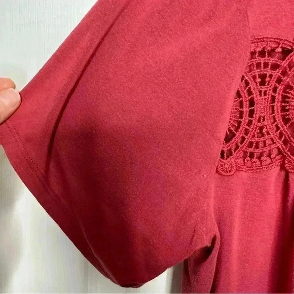 George T-Shirt Flowy Lace Red Size 2X - Picture 4 of 16